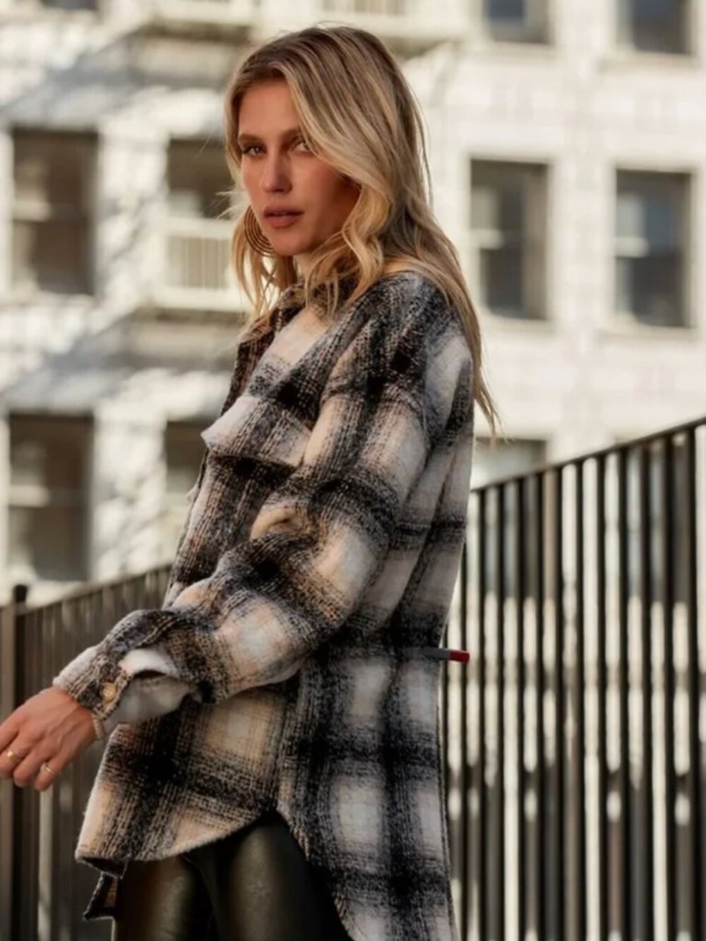 12th Tribe Axel Black Plaid Shacket (Small) - Picture 5 of 12